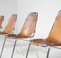 Charlotte Perriand Mid Century Set of 4 Leather Les Arcs Chairs by Charlotte Perriand France - 3824087