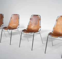 Charlotte Perriand Mid Century Set of 4 Leather Les Arcs Chairs by Charlotte Perriand France - 3824088