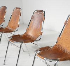 Charlotte Perriand Mid Century Set of 4 Leather Les Arcs Chairs by Charlotte Perriand France - 3824089