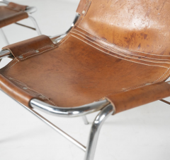 Charlotte Perriand Mid Century Set of 4 Leather Les Arcs Chairs by Charlotte Perriand France - 3824091