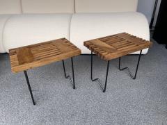 Charlotte Perriand Mid Century Wood and Metal Stools Italy 1950s - 2124579