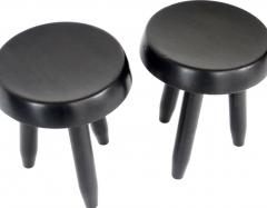 Charlotte Perriand Pair of Low Black Stools in the Style of Charlotte Perriand - 683255