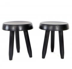 Charlotte Perriand Pair of Low Black Stools in the Style of Charlotte Perriand - 683256