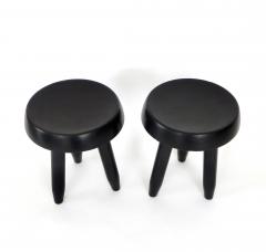 Charlotte Perriand Pair of Low Black Stools in the Style of Charlotte Perriand - 683257