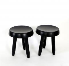 Charlotte Perriand Pair of Low Black Stools in the Style of Charlotte Perriand - 683258