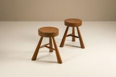 Charlotte Perriand Set Three Legged Wooden Stools in Ash in the Style of Charlotte Perriand 1970s - 4433575