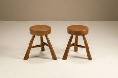Charlotte Perriand Set Three Legged Wooden Stools in Ash in the Style of Charlotte Perriand 1970s - 4433640