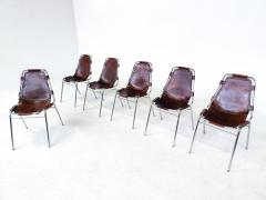 Charlotte Perriand Set of 6 Leather Les Arcs Dining Chairs by Charlotte Perriand - 3100388