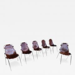 Charlotte Perriand Set of 6 Leather Les Arcs Dining Chairs by Charlotte Perriand - 3101004