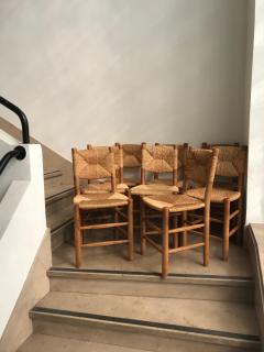 Charlotte Perriand Set of 8 Bauche Model n 19 Chairs France 1950s - 2110721