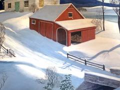 Charlotte Sternberg Americana Winter Scene Ice Skaters Mid Century - 4142557