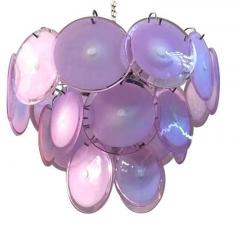 Charming Amethyst Pink Disc Murano Chandelier 1970s - 2300931