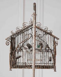 Charming French Birdcage Plant Stand with Original Paint - 4737071
