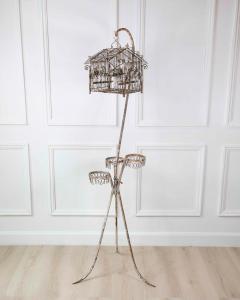 Charming French Birdcage Plant Stand with Original Paint - 4737073