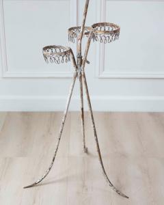 Charming French Birdcage Plant Stand with Original Paint - 4737077