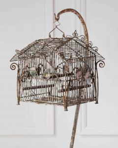 Charming French Birdcage Plant Stand with Original Paint - 4737083