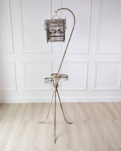 Charming French Birdcage Plant Stand with Original Paint - 4737161