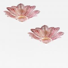 Charming Pink Amethyst Murano Glass Leave Ceiling Light or Chandelier - 3964257