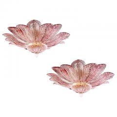 Charming Pink Amethyst Murano Glass Leave Ceiling Light or Chandelier - 4813411