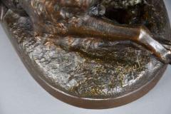 Charming late 19thC fine quality French bronze of a winged putto and spaniel dog - 4756957