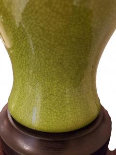 Chartreuse Crackle Glaze Ceramic Table Lamps - 3986405