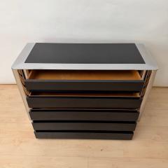 Chest of 5 Drawers Black Lacquer and Chrome A Mosca for Cinova Italy 1969 - 4738335
