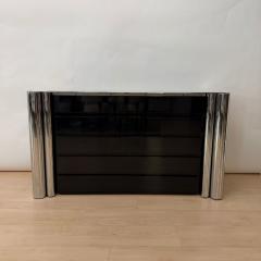 Chest of 5 Drawers Black Lacquer and Chrome A Mosca for Cinova Italy 1969 - 4738336