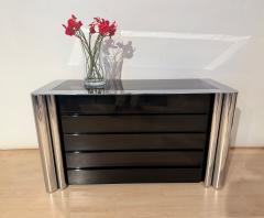 Chest of 5 Drawers Black Lacquer and Chrome A Mosca for Cinova Italy 1969 - 4738343