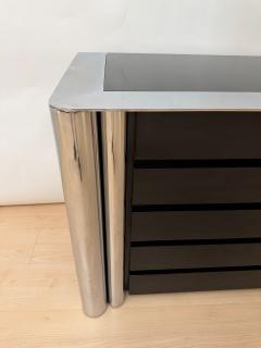 Chest of 5 Drawers Black Lacquer and Chrome A Mosca for Cinova Italy 1969 - 4738344
