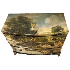 Chest of drawers painted with an oil landscape 19th century - 4494346