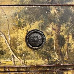 Chest of drawers painted with an oil landscape 19th century - 4494347
