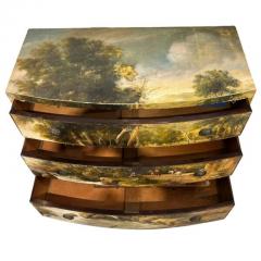 Chest of drawers painted with an oil landscape 19th century - 4494349
