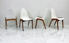 Chet Beardsley Set of 4 Mid Century Walnut Dining Chairs By Chet Beardsley in White Boucle - 3176610