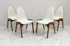 Chet Beardsley Set of 4 Mid Century Walnut Dining Chairs By Chet Beardsley in White Boucle - 3176628