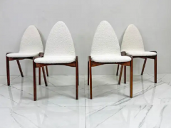 Chet Beardsley Set of 4 Mid Century Walnut Dining Chairs By Chet Beardsley in White Boucle - 3176636