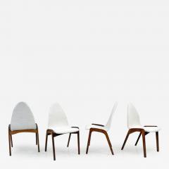 Chet Beardsley Set of 4 Mid Century Walnut Dining Chairs By Chet Beardsley in White Boucle - 3178871