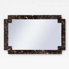 Chic Artisan Mirror in Tessellated Horn 1970s - 3022985