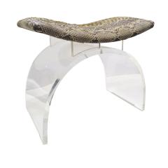 Chic Bench In Lucite With Python Seat 1970s - 1462779