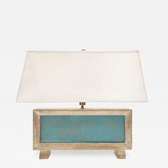 Chic Boxy Table Lamp in Textured Resin with Illuminating Front Panel 1940s - 3482146