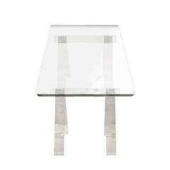 Chic Desk With Sawhorse Style Lucite and Chrome Bases and Glass Top 1970s - 2692711