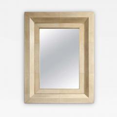 Chic Goatskin Mirror with Brass Trim - 3139732