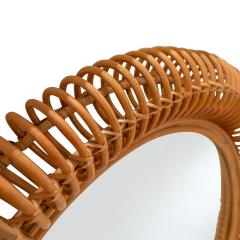 Chic Italian Round Mirror with Artisan Rattan Loop Frame 1960s - 3189177