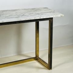 Chic Minimalist Patinated Brass and Marble Console or Library Table - 3729199