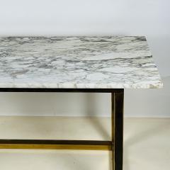 Chic Minimalist Patinated Brass and Marble Console or Library Table - 3729200