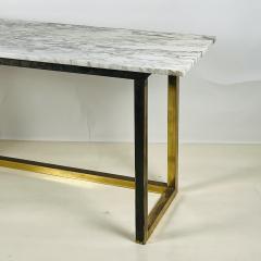 Chic Minimalist Patinated Brass and Marble Console or Library Table - 3729203