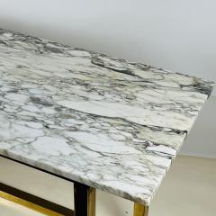 Chic Minimalist Patinated Brass and Marble Console or Library Table - 3729204