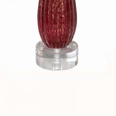 Chic Pair of Ruby Red Murano Rigadin Glass Lamps - 3222353