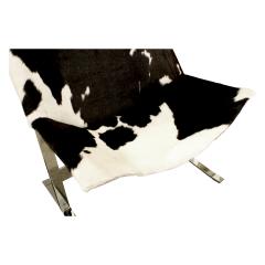 Chic Pair of Sling Chairs in Steel with Cow Hides 1963 - 509518