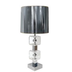 Chic Table Lamp in Lucite and Chrome with Silver Shade 1970s - 3515414