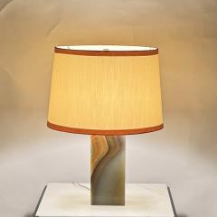 Chic Veined Onyx Table or Desk Lamp with Custom Silk Shade and Diffuser - 4253094